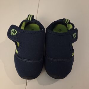 Stylish Navy Baby Walker Shoes with Lime Accents